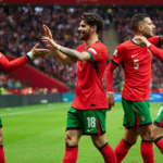 Cristiano Ronaldo celebrate with team mate